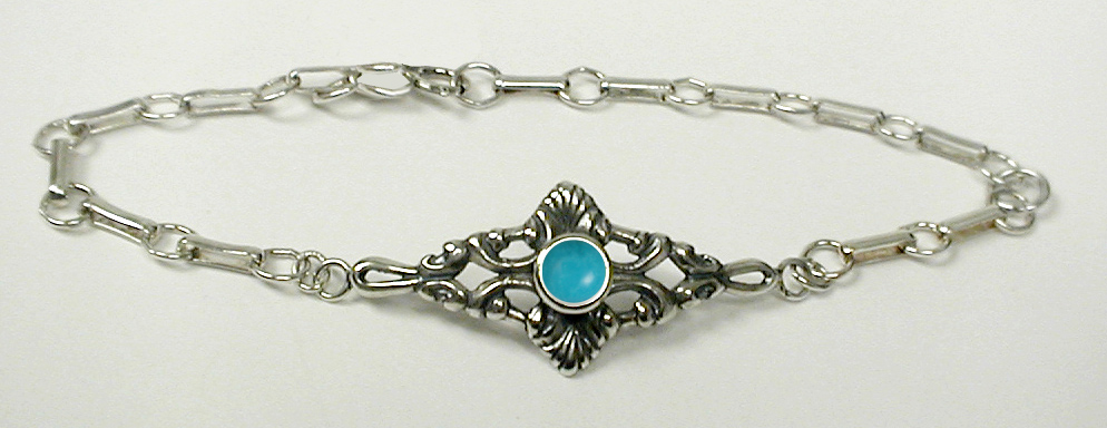 Sterling Silver Victorian Chain Bracelet with Turquoise